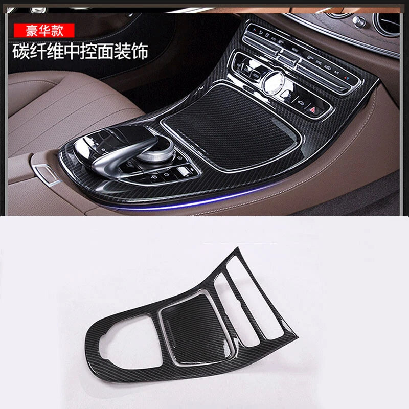 Carbon Style Console Gear Shift Cover Trim Fit for Benz E-Class W213 2016-2018