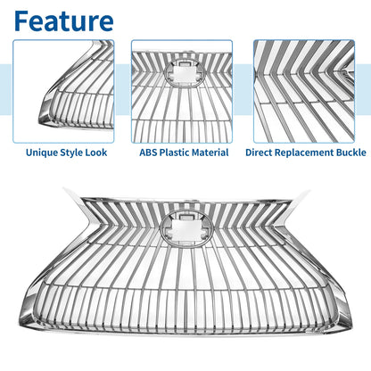 Hood Bumper Grille for Lexus ES350 (2019-2021) Chrome Silver Tone
