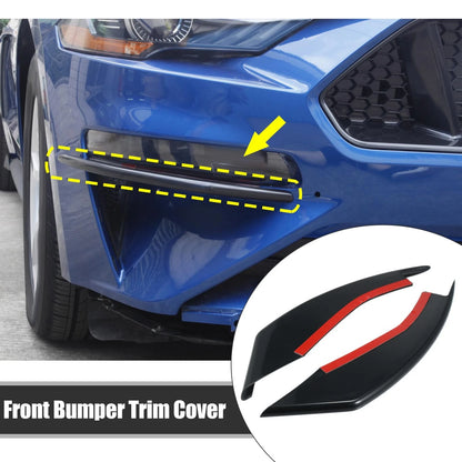2 x Car Front Bumper Trim Covers for Ford Mustang (2018-2020) Black