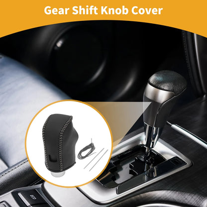 Gear Shift Knob Cover for Nissan Altima 2019-2024 Black Grey Faux Leather