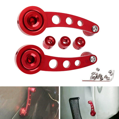 2 x Billet Aluminum Window Crank Handles for Truck Pickup Door - Red