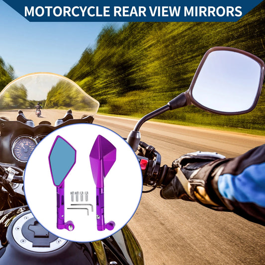 M8/M10 Rear View Mirrors Side Rearview Mirror Purple Aluminum Alloy for Motorcycle