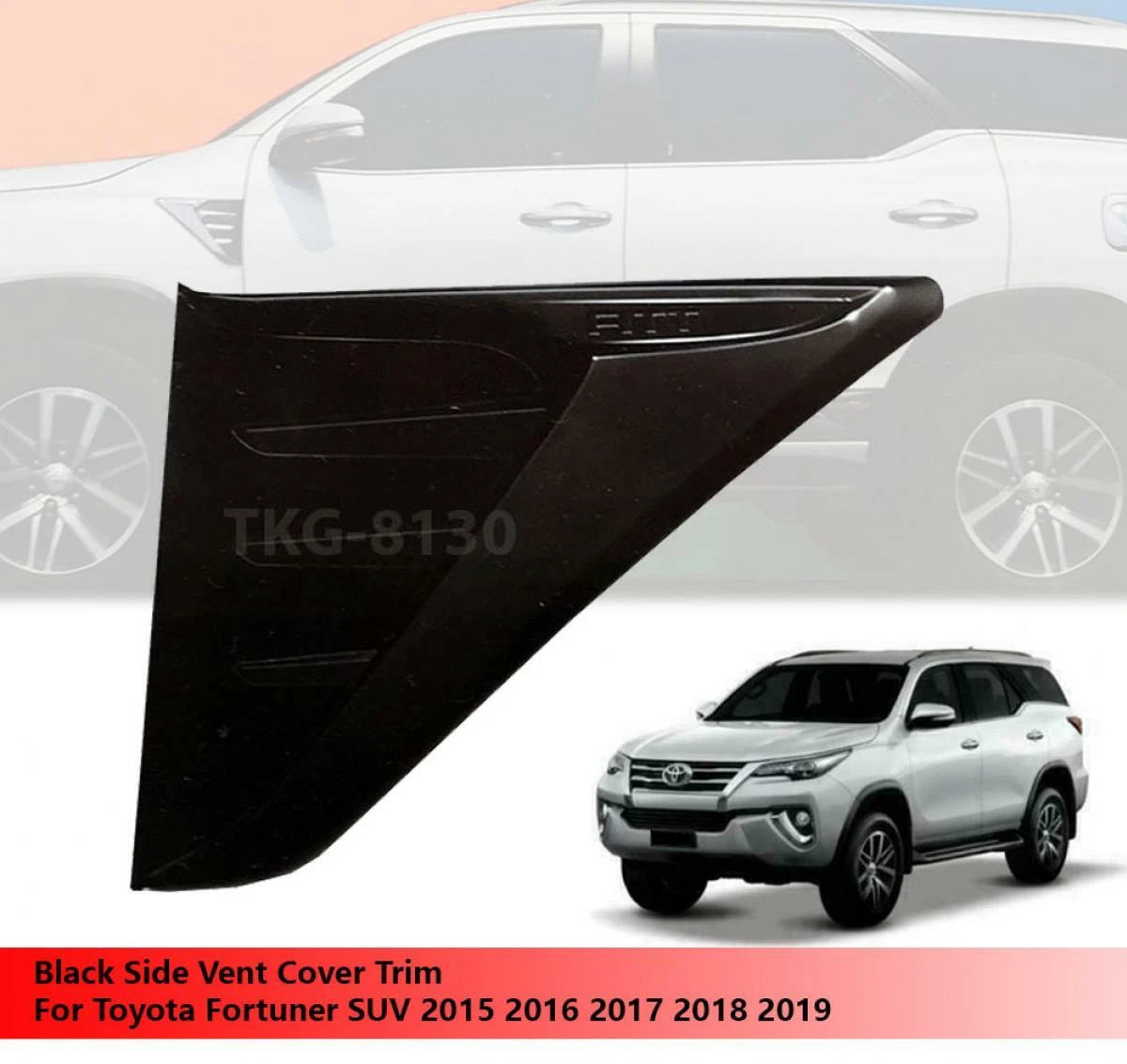 Black Side Lamp Vent Cover for Toyota Fortuner (2015-2019)