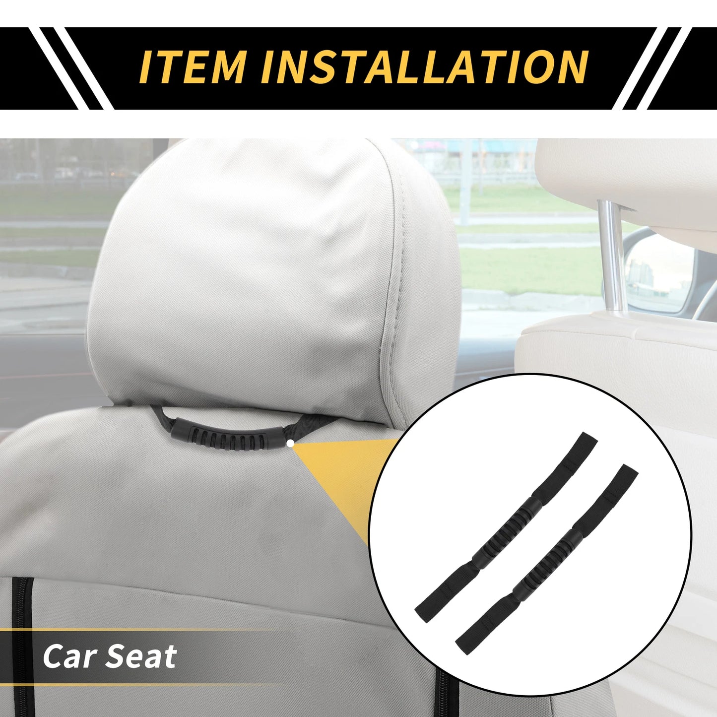 2 x Headrest Grab Handles for Jeep Wrangler (2011-2023) Black