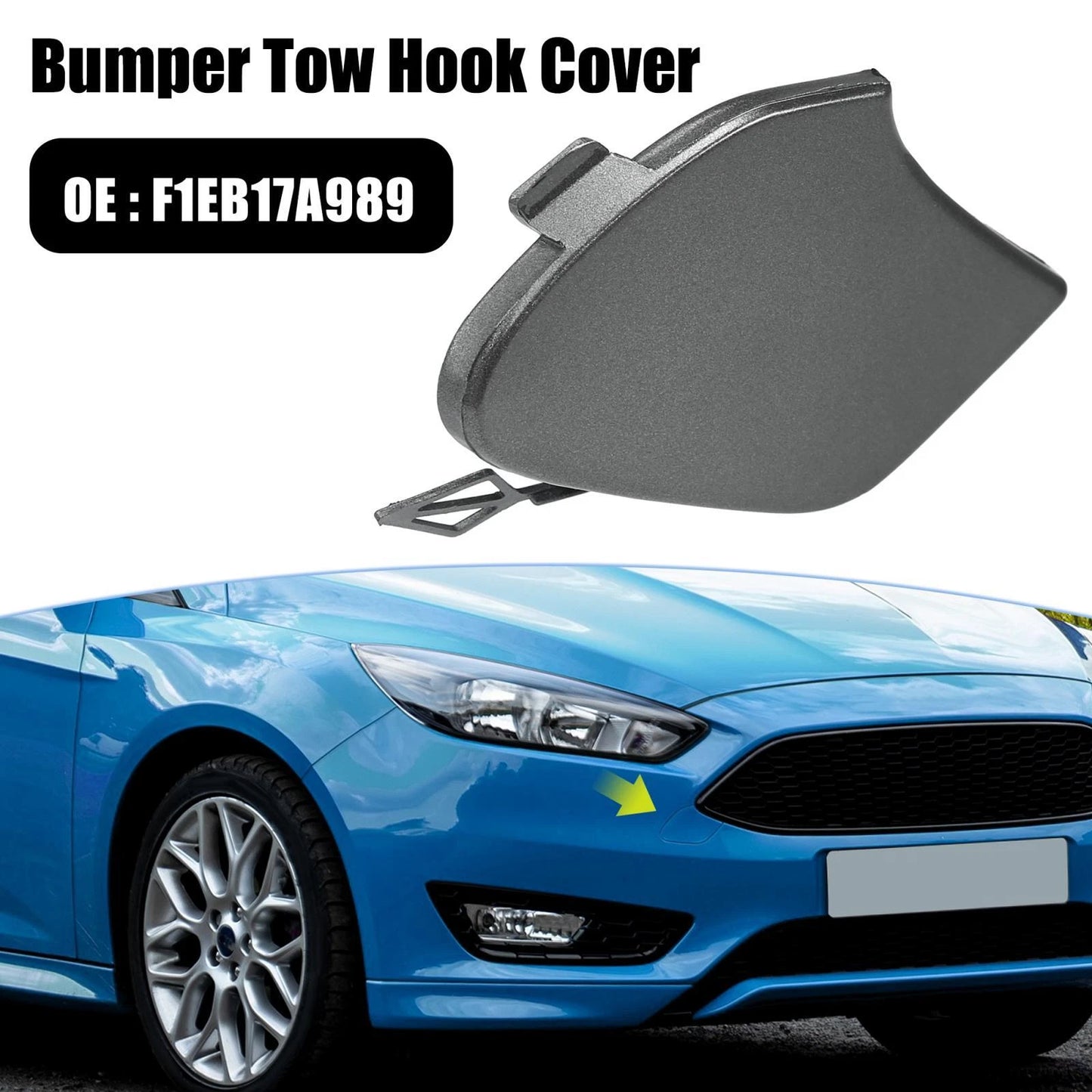 Gray Front Bumper Tow Hook Eye Cover for Ford Focus MK3 (2014-2018)
