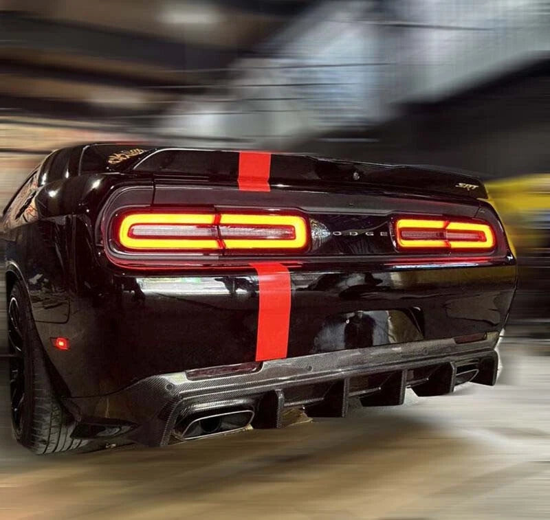 Real Carbon Fiber Rear Bumper Diffuser Cover For Dodge Challenger 2013-2023