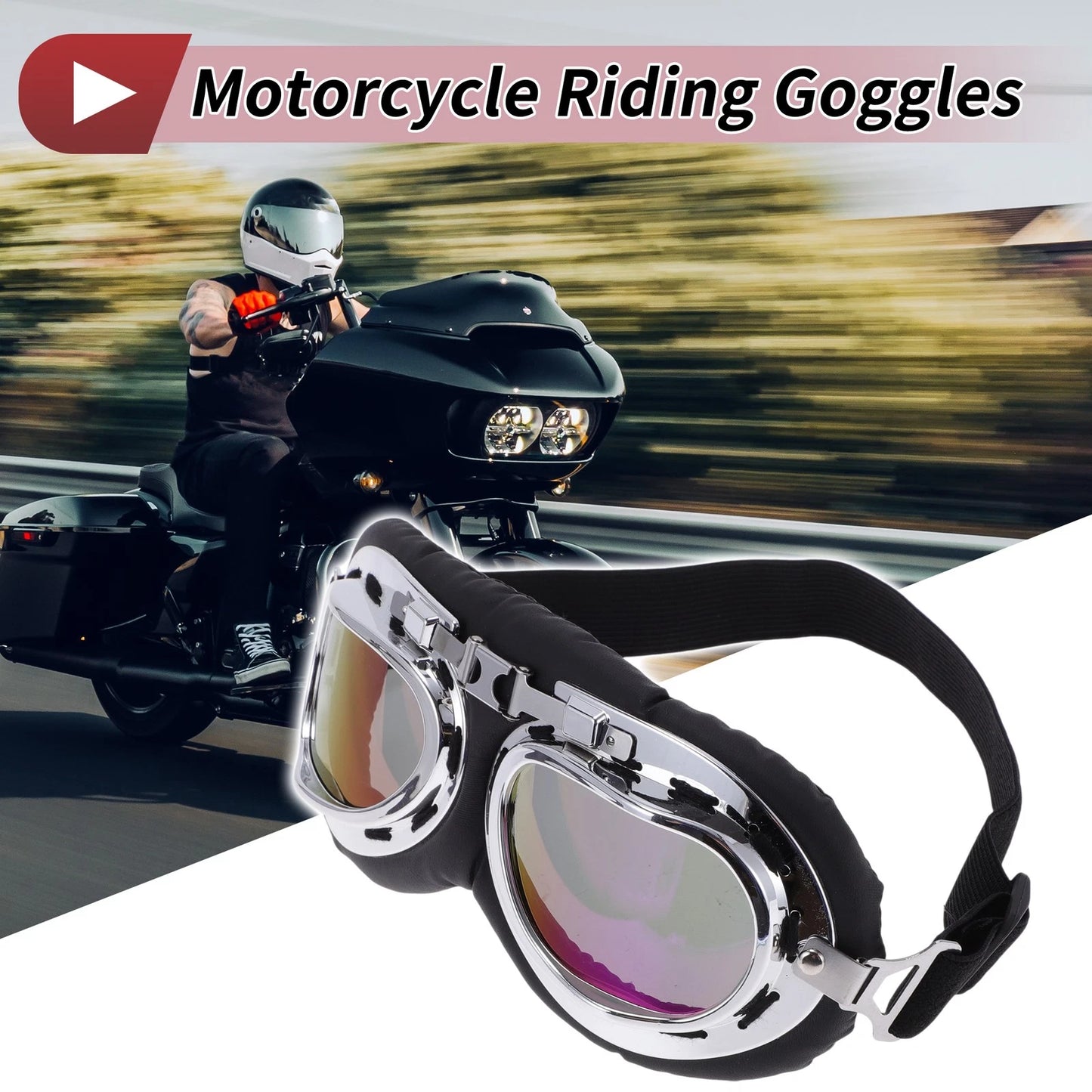 Goggles / 1 x Motorcycle Riding Goggles Multicolour Lens Black Frame for Motorcycle