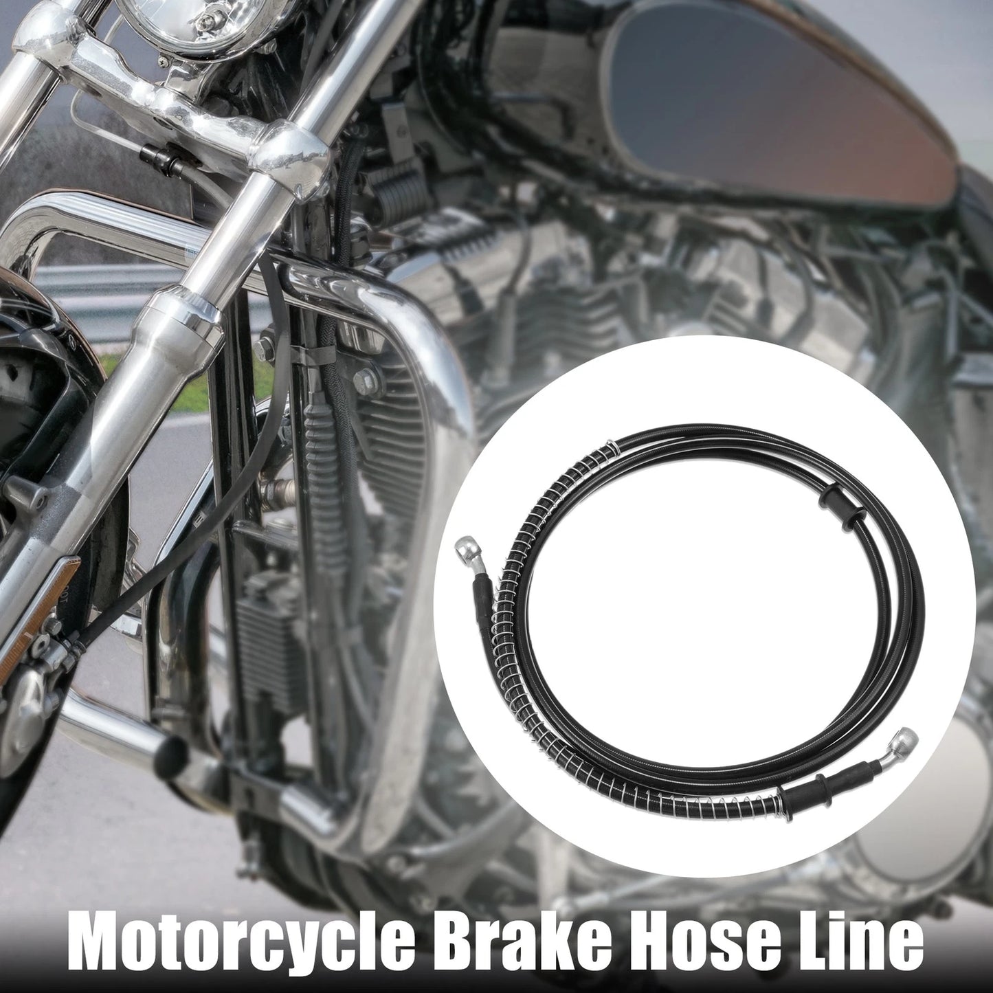 Brake Line Oil Hose Pipe with Spring Protection 250cm 1 Set for Motorcycle
