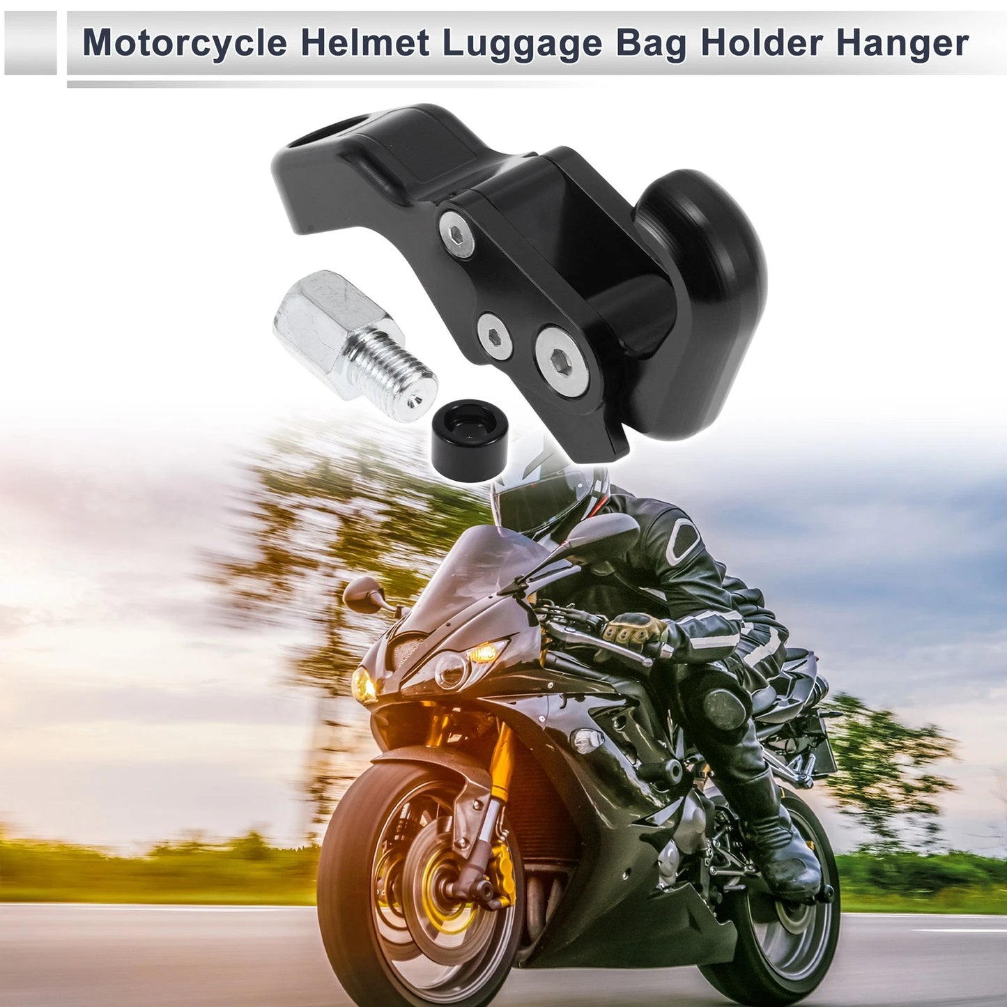 Slope Handle with Hook Aluminum Alloy Hanging Hook for Motorcycle with Screw Black