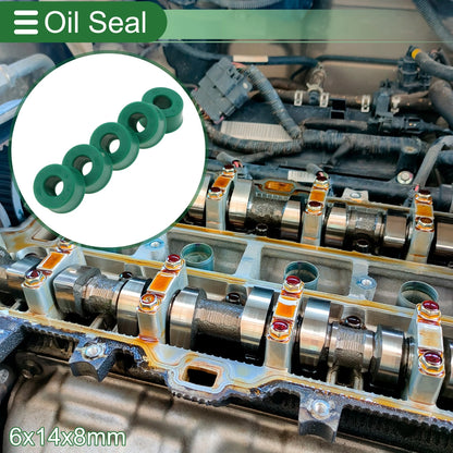 Oil Seal 6x14x8mm TPU Rotary Shaft Seal Green 5 Pcs