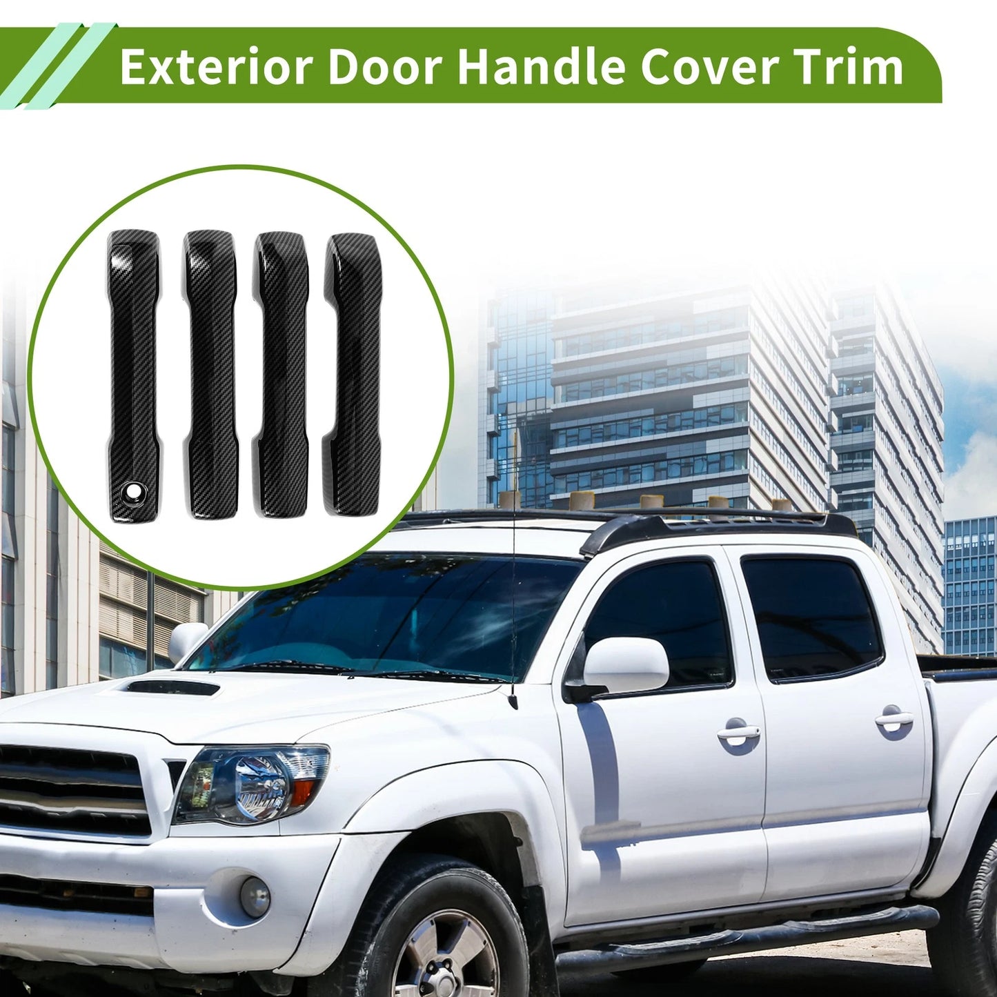 Carbon Fiber Black Exterior Door Handle Cover Trim for Toyota Tacoma (2024-2025)