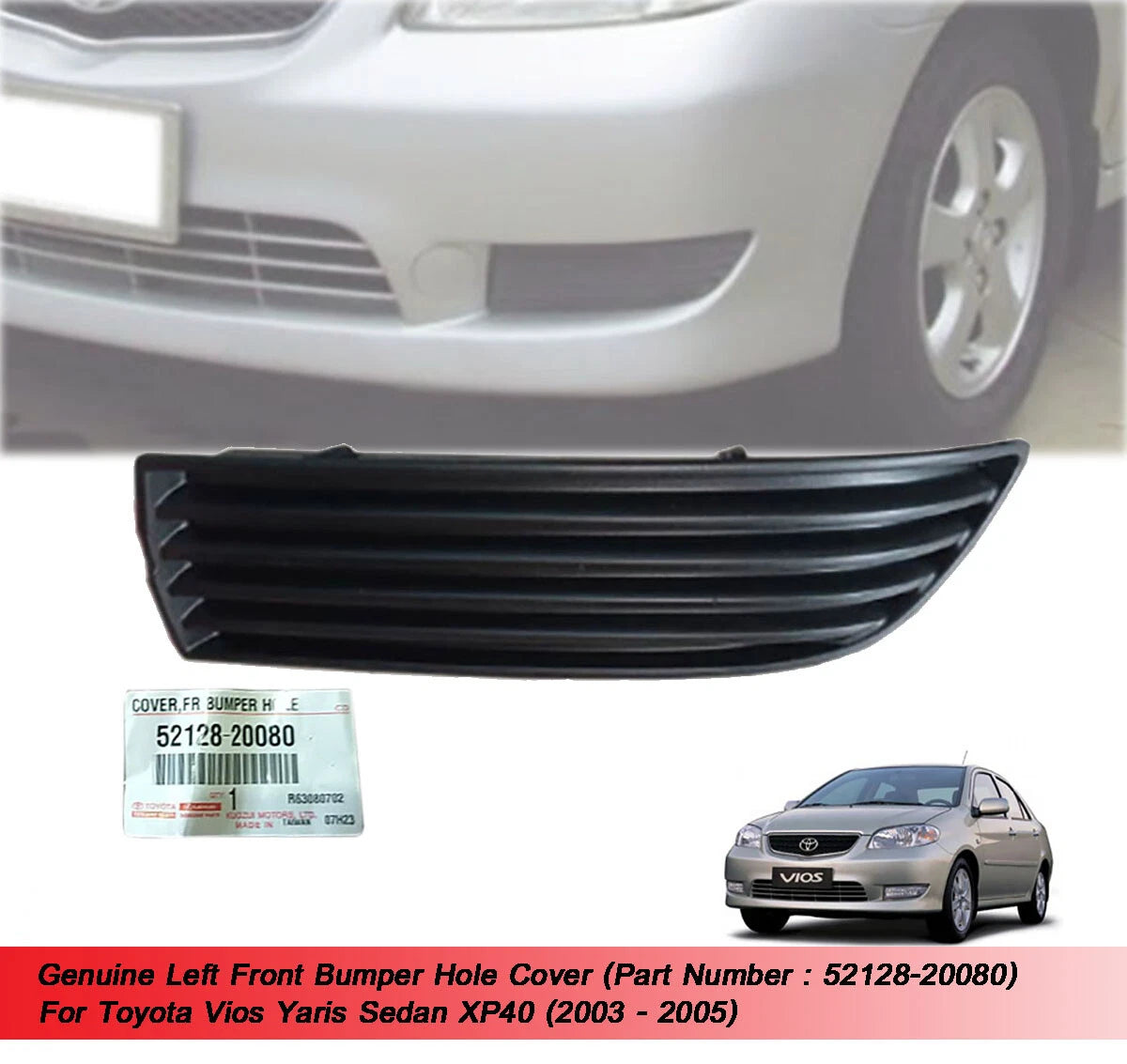 Front Bumper Cover for Toyota Vios Yaris Sedan (2003-2005)