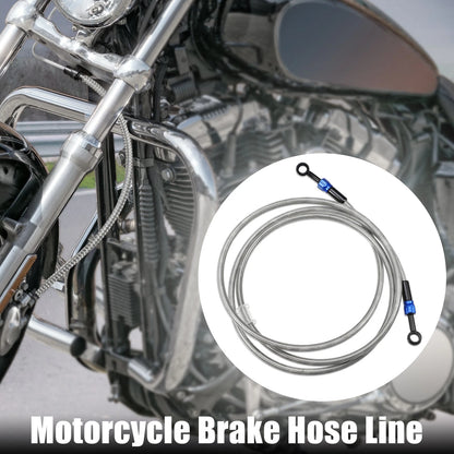 90 Degree Brake Hose 200cm Motorcycle Braided Line Tube Silver Tone for AN3