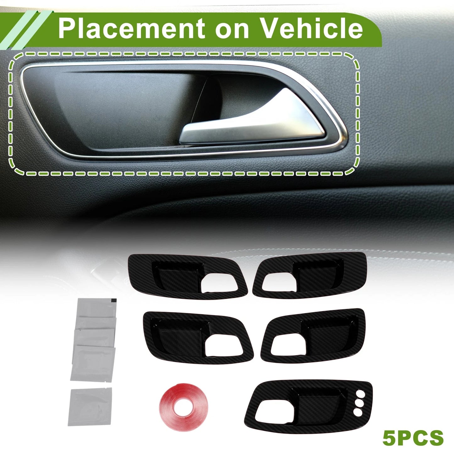 Interior Door Handle Bowl Cover Trim for Dodge Charger (2011-2021) 5 x ABS