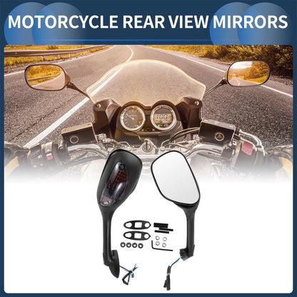 1 Set Rear View Mirrors w/ Turn Signals for Suzuki GSXR1000 (2002–2017)