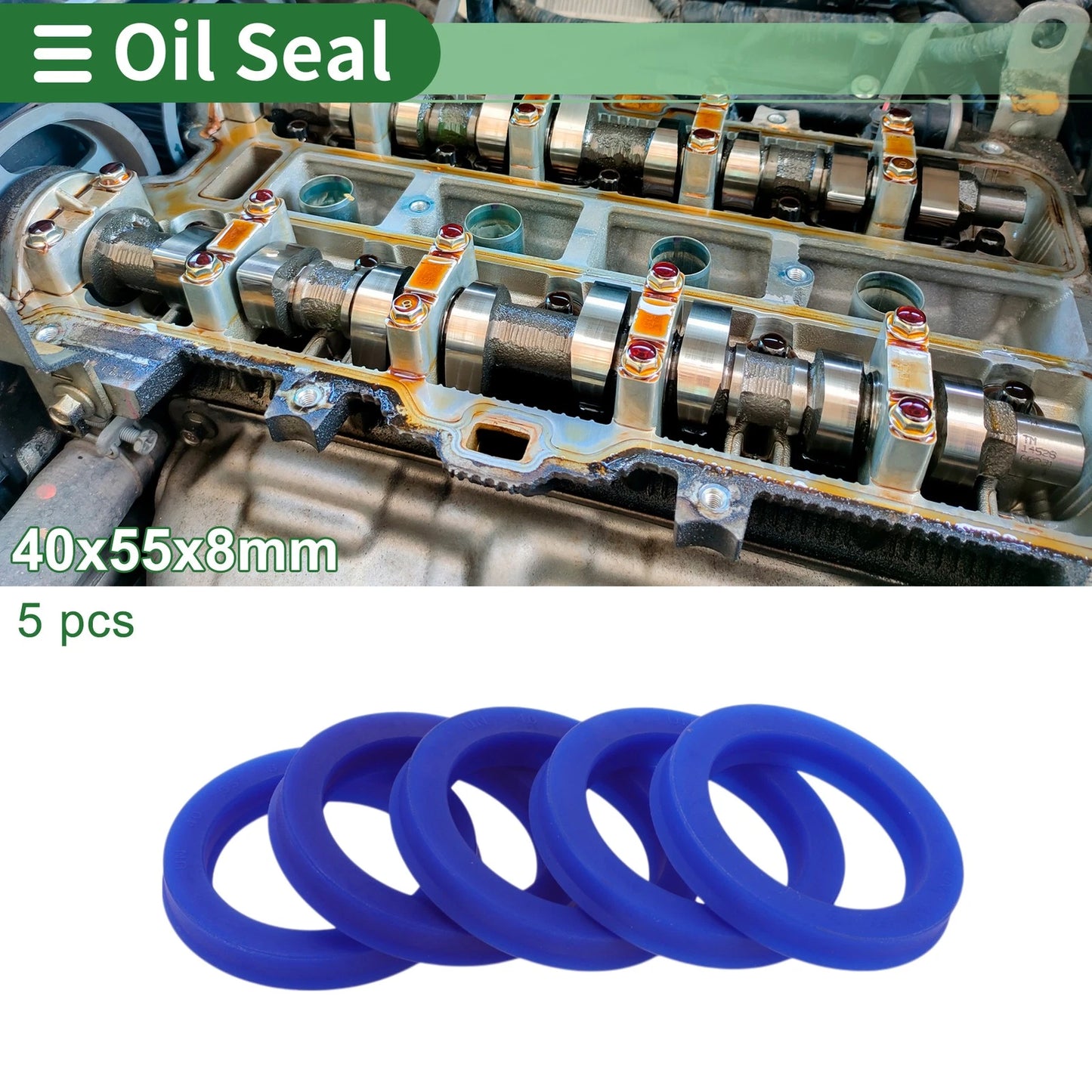 Oil Seal / 40x55x8mm / Rotary Shaft Seal TPU High Pressure Blue 5 Pcs