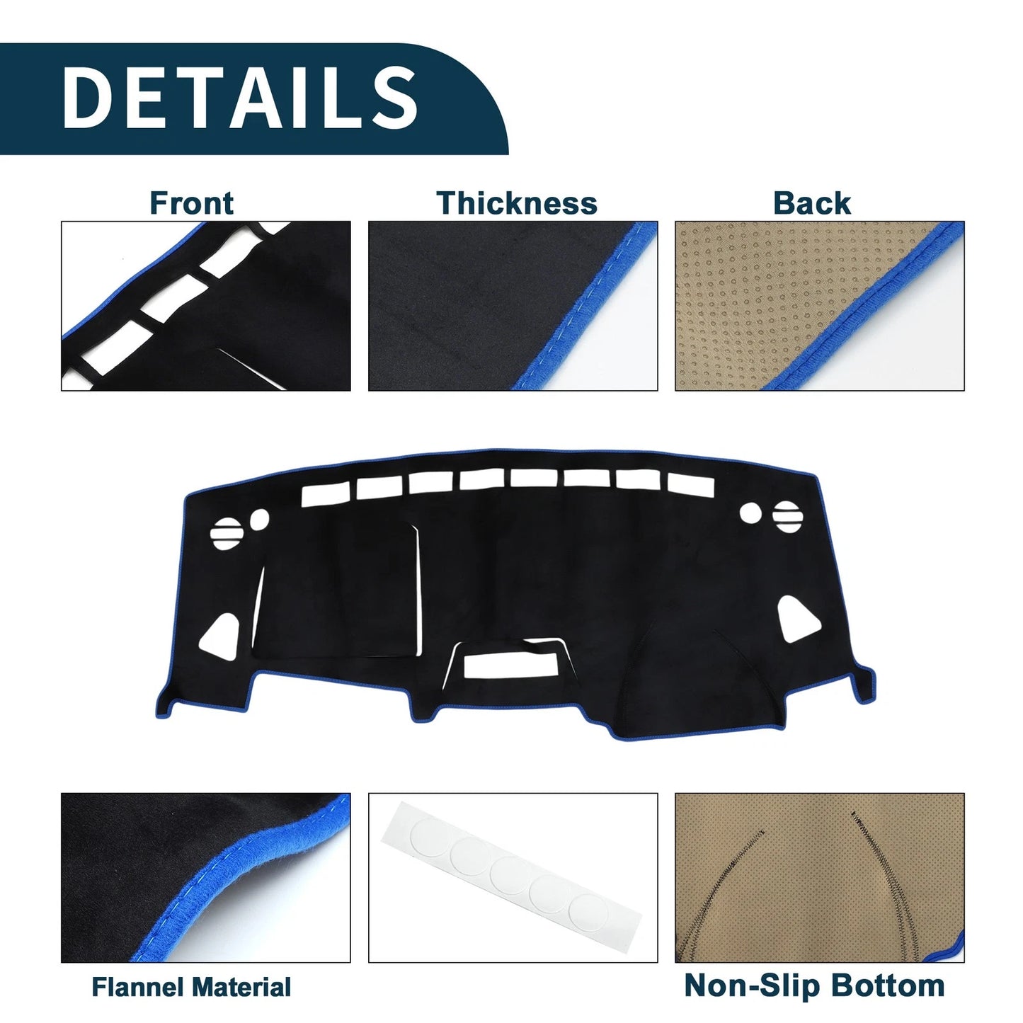 Dashboard Cover Mat for Suzuki Solio MA15S Sun Protector Black Blue (2001-2015)