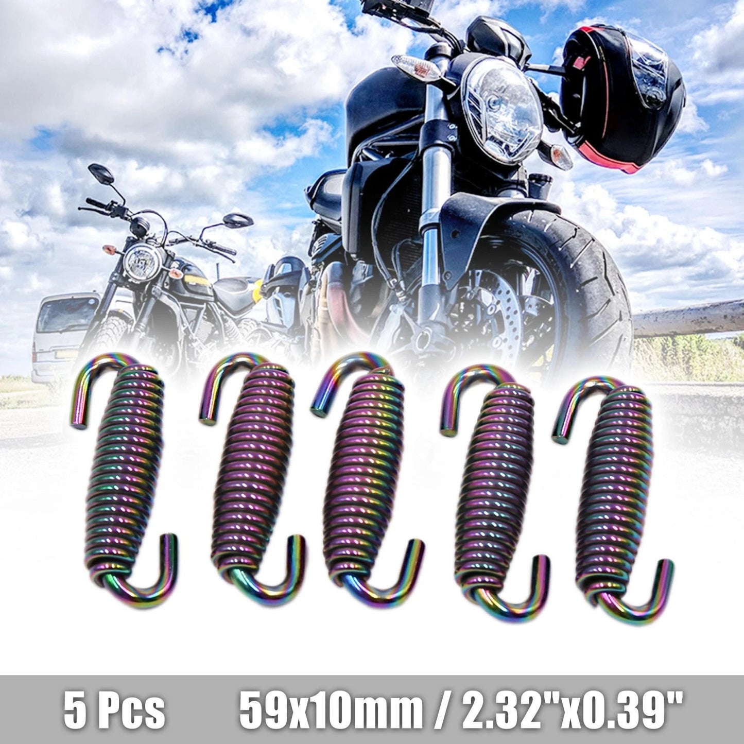 5pcs 59mm Multicolor Swivel Muffler Exhaust Pipe Spring for Motorcycle