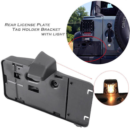 Rear License Plate Mount Bracket w/ LED Light for Jeep Wrangler (2007-2015)