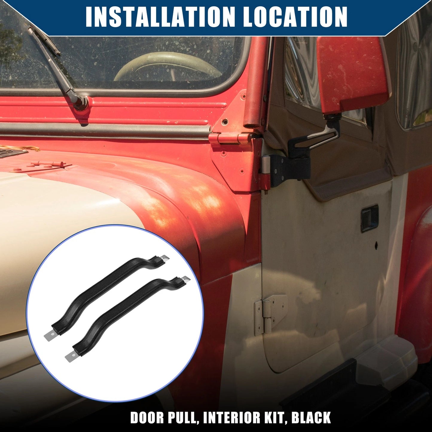 Front Left Right Side Interior Door Handle Pull Strap Kit for Jeep Wrangler (2007-2018)