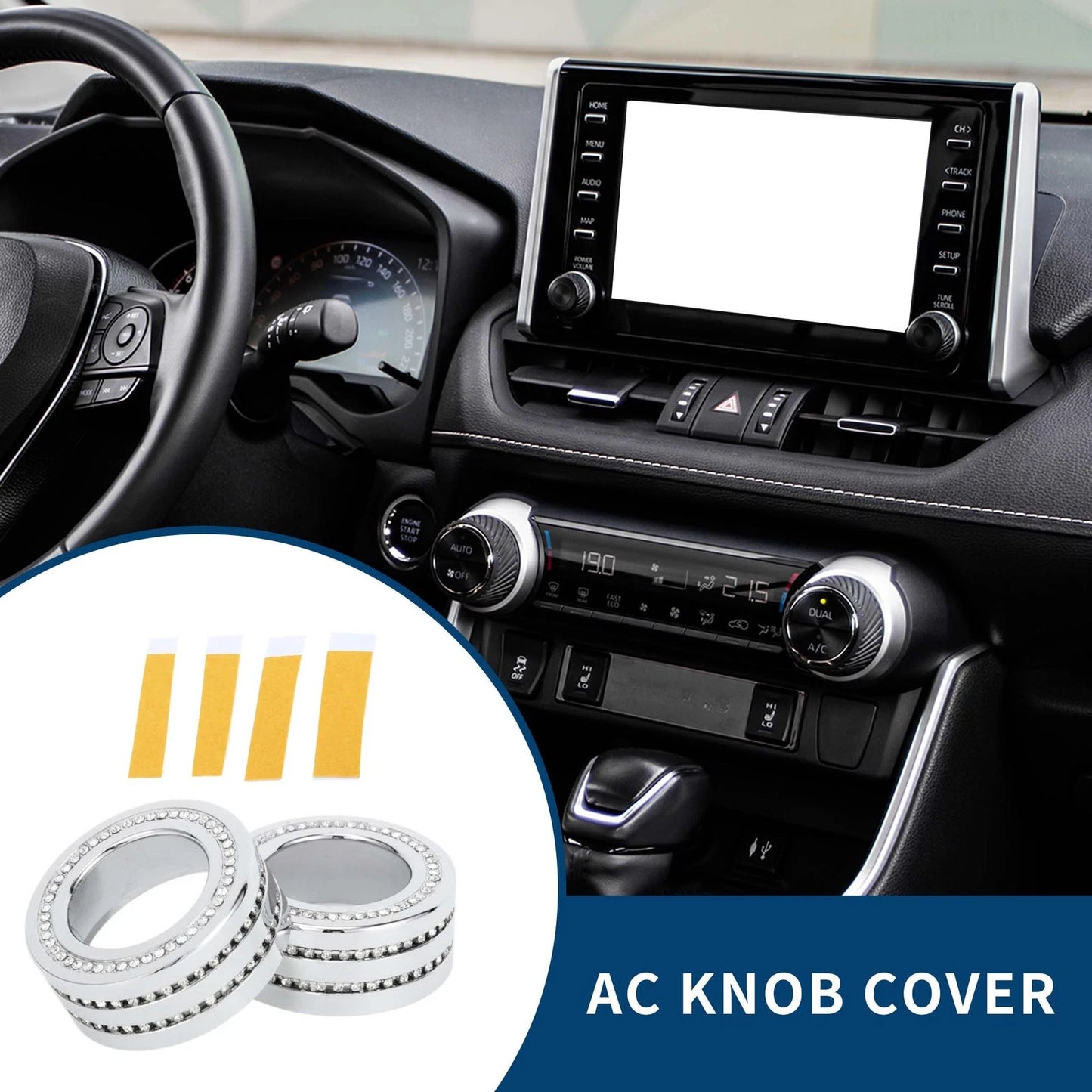 AC Climate Heater Switch Knob Cover Ring 2 x for Toyota RAV4 (2020–2023)