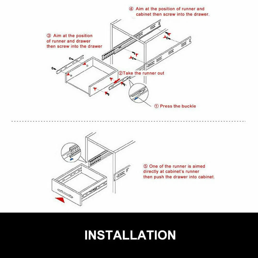 Heavy Duty 90KG Load  Locking Drawer Slide Runners for Trailer (800mm)