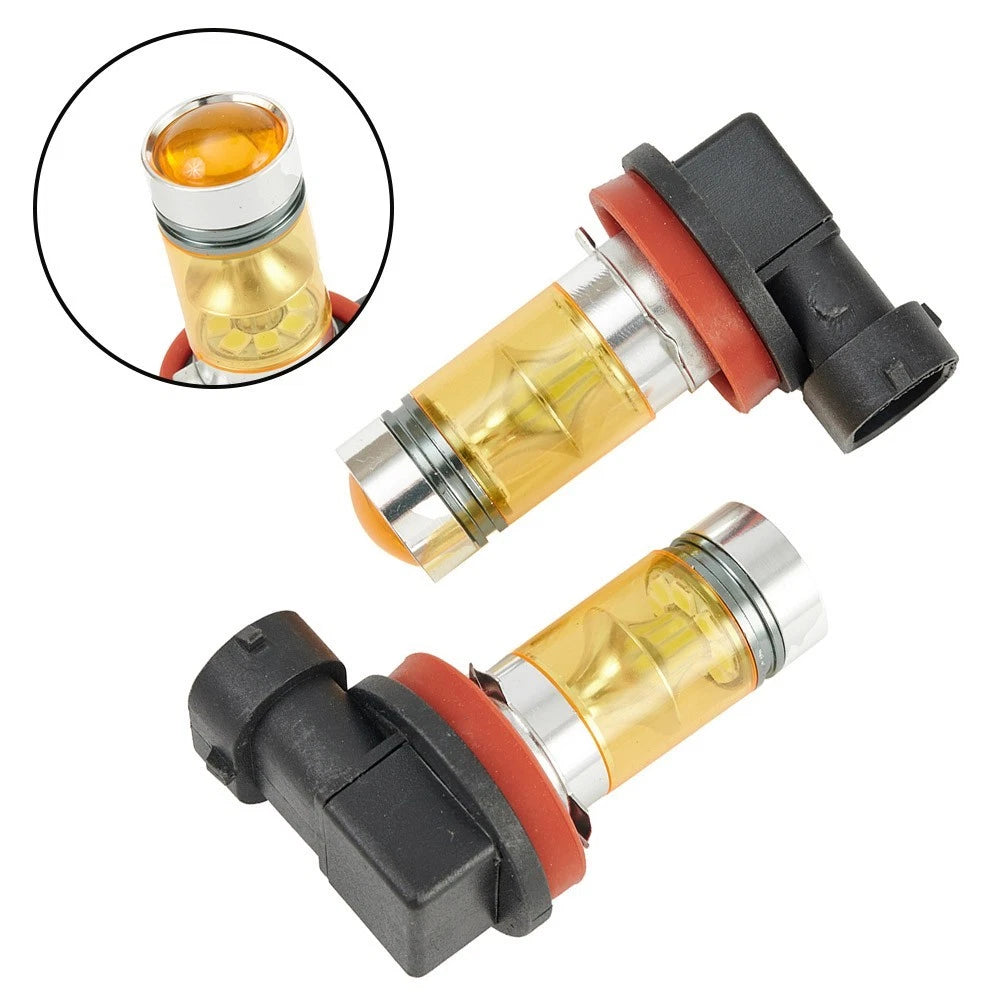 2x Driving Bright 2323 Light Tail Lamp Fog DC Pair H11 LED H8 100W Bulbs