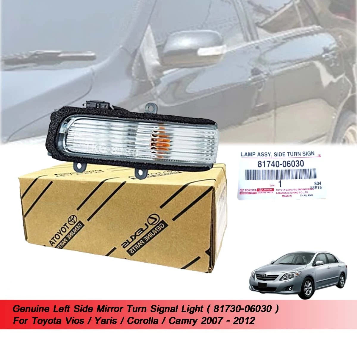 LH Indicators  Light for Toyota Vios Yaris Corolla Camry (2007-2012)