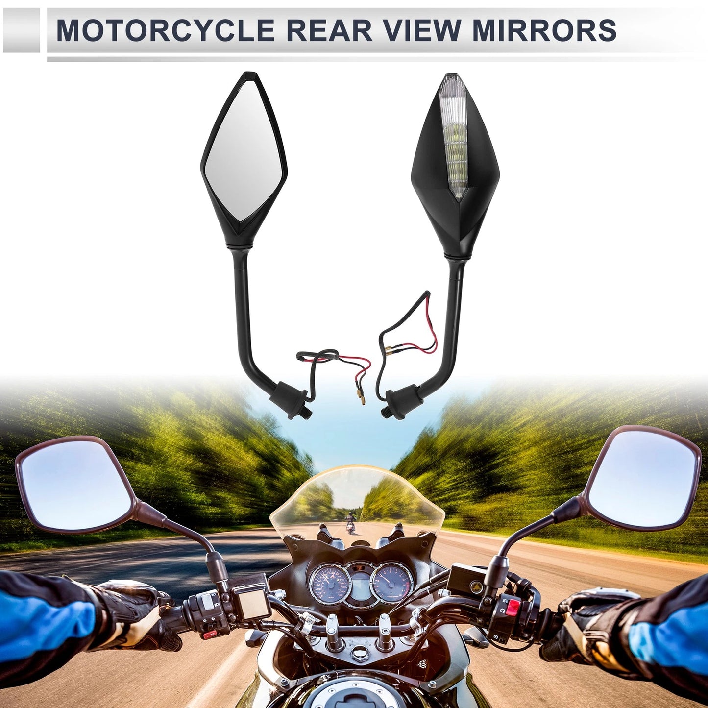 M10 Rear View Mirrors 1 x Set for Motorcycle Handlebar Black Iron Plastic