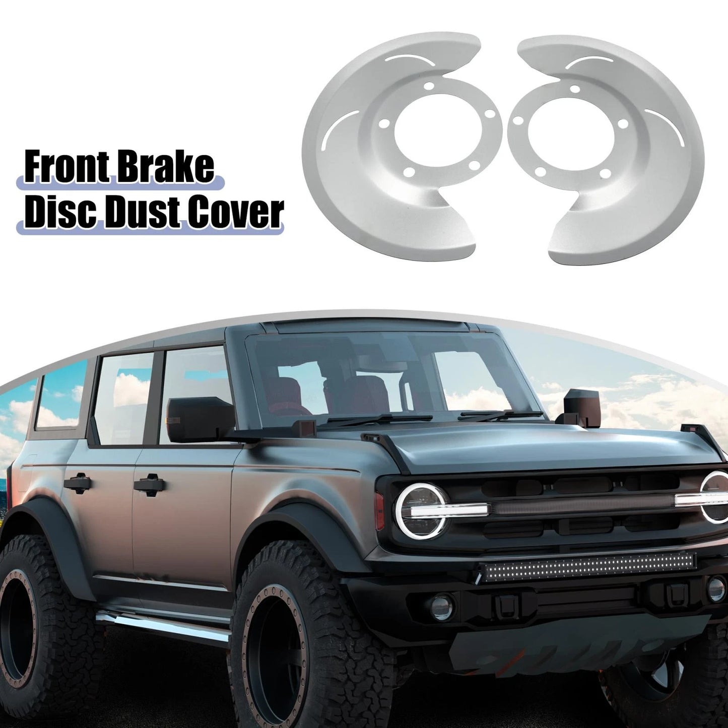 Front Disc Brake Dust Shields 2 x Silver Tone for Ford F-150 (1976-1979)