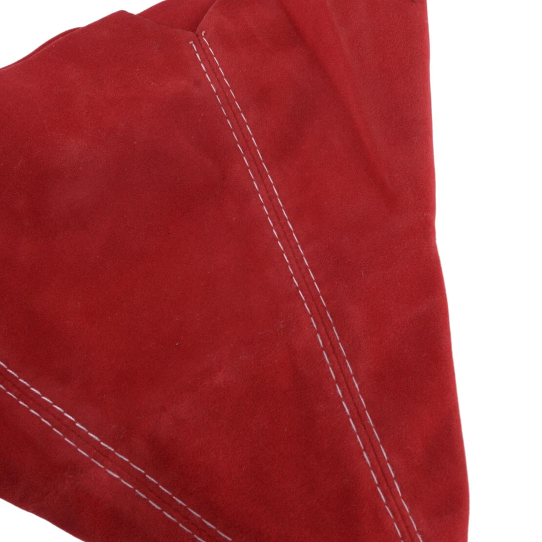 Universal White Stitch Red Suede Leather Shift Knob Boot Cover for Car