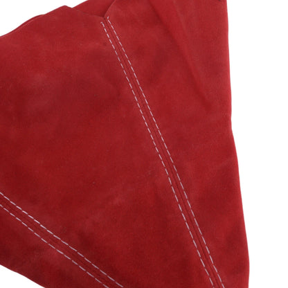 Universal White Stitch Red Suede Leather Shift Knob Boot Cover for Car