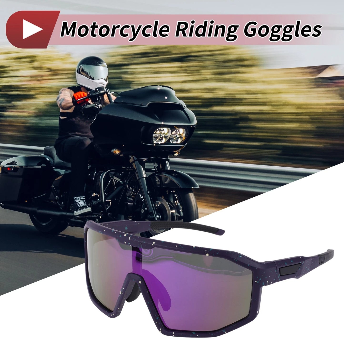 1 Pc Motorcycle Riding Goggles Purple Green Yellow Dots UV400 for Motorcycle