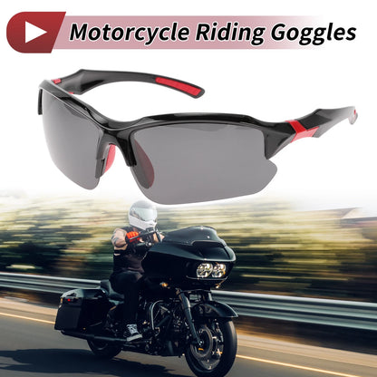 Motorcycle Riding Goggles Deep Gray Lens Black Red Frame Tri-acetel PC