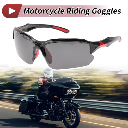 Motorcycle Riding Goggles Deep Gray Lens Black Red Frame Tri-acetel PC