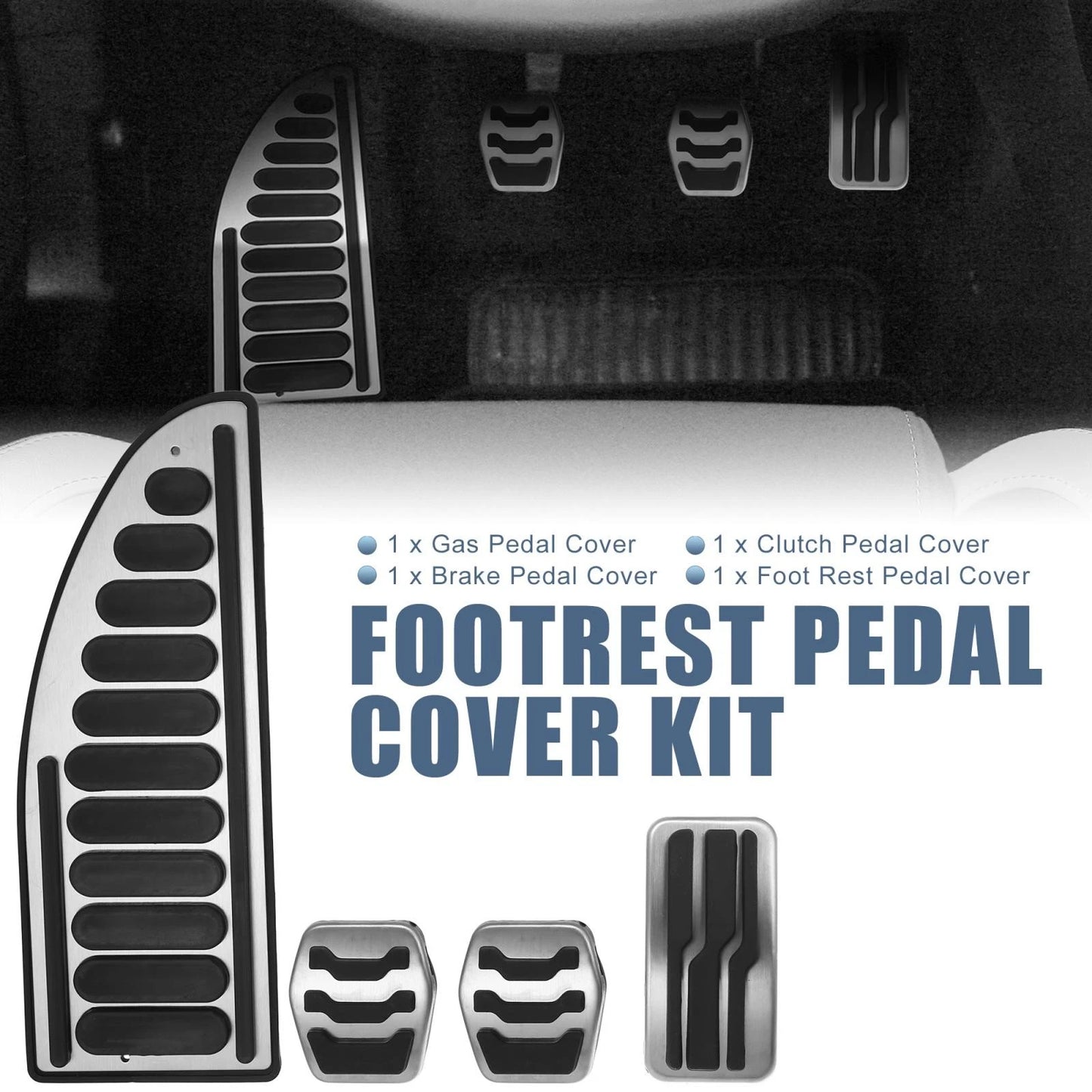Anti-Slip Clutch Brake Gas Accelerator Pedal Cover Kit for Ford