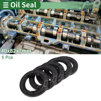 Oil Seal 40x62x7mm NBR Rubber High Pressure Black 5 Pcs