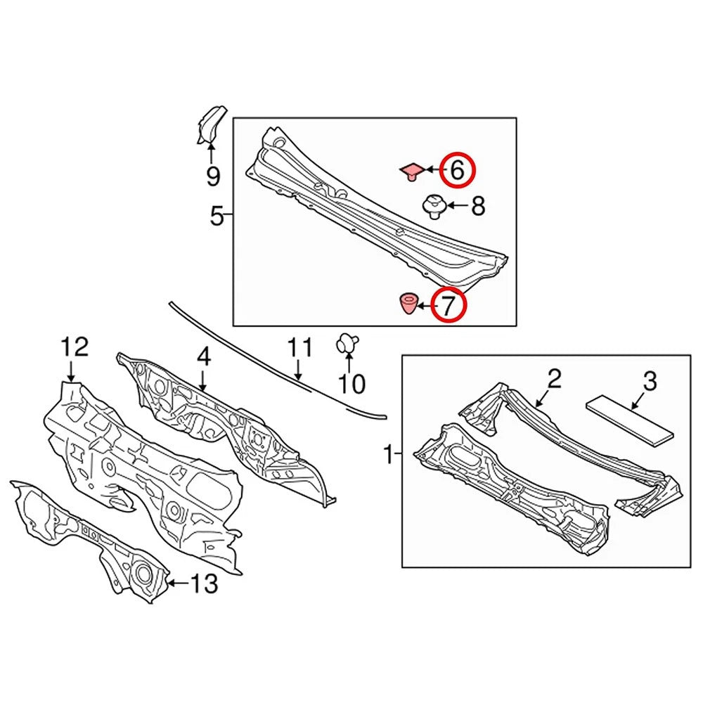10 x Cowl Panel Retainer Clips for Subaru Crosstrek, Forester (2013-2023)