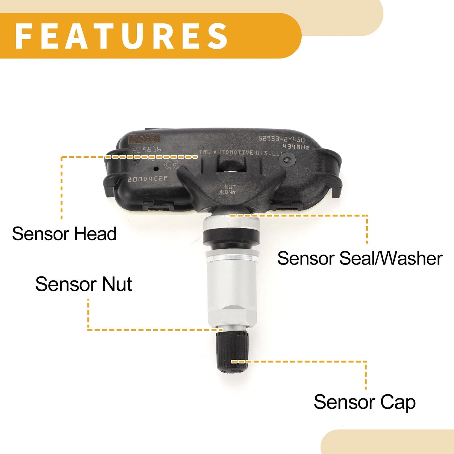 Tire Pressure Sensor for Kia Rio (2011-2017) TPMS 1 x 433MHz