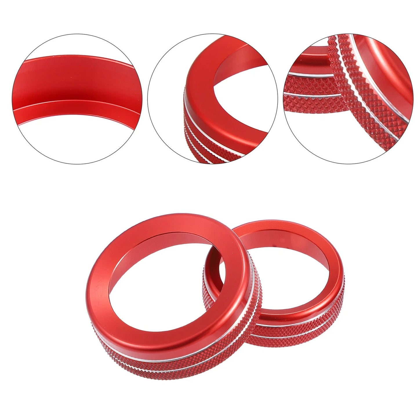 7 Pcs Red AC Headlight Radio Switch Knob Covers for Ford 4WD