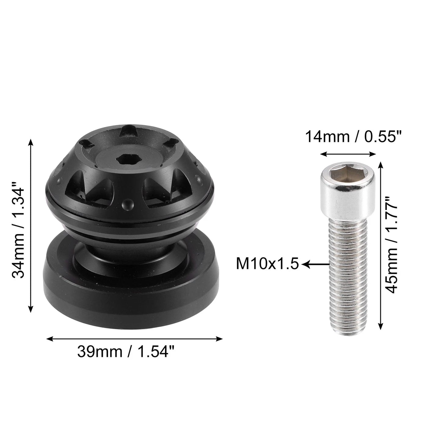 2 x Black Aluminum Alloy Swing Arm Spools Sliders Stand for Motorcycle