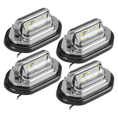 4 x LED License Plate Tag Lights for Marine Boat RV Waterproof Tail Light