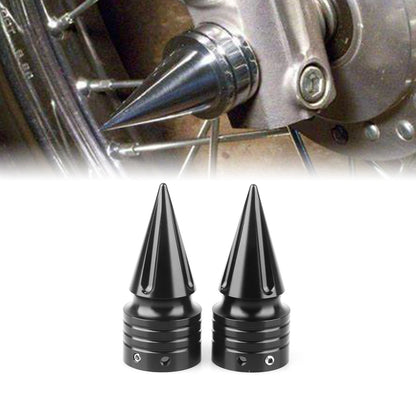 2 x Black 29mm Front Axle Nut Covers for Harley Dyna/Sportster (2004-2023)