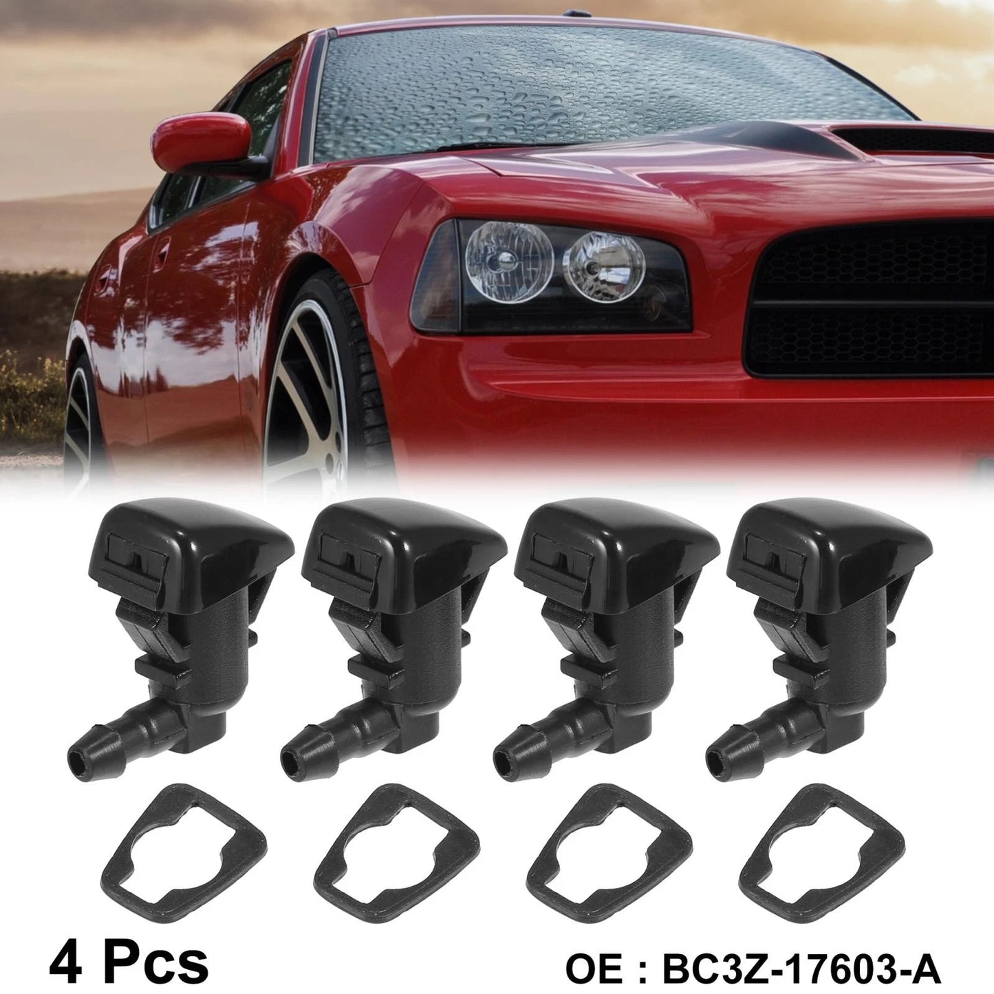 4 x Front Windshield Washer Nozzles for Ford F250 F350 F450 F550 (2011-2016)