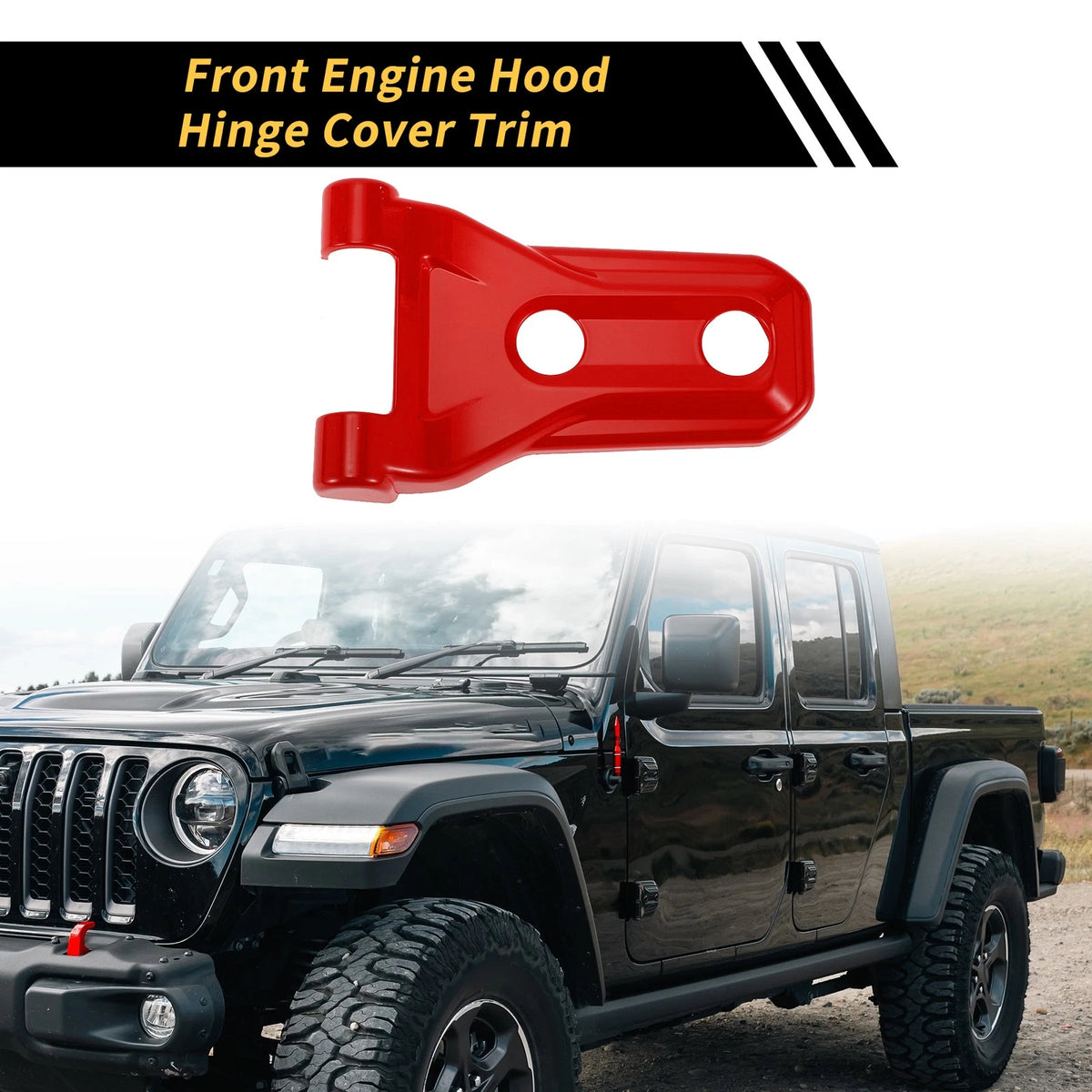 Red Front Engine Hood Hinge Cover Trim for Jeep Wrangler JL JLU (2018-2024)