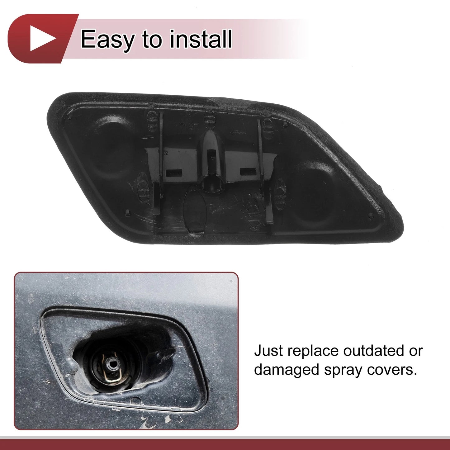 Front Left Washer Nozzle Cover for Honda Odyssey (2009-2014) Black 1 Pcs