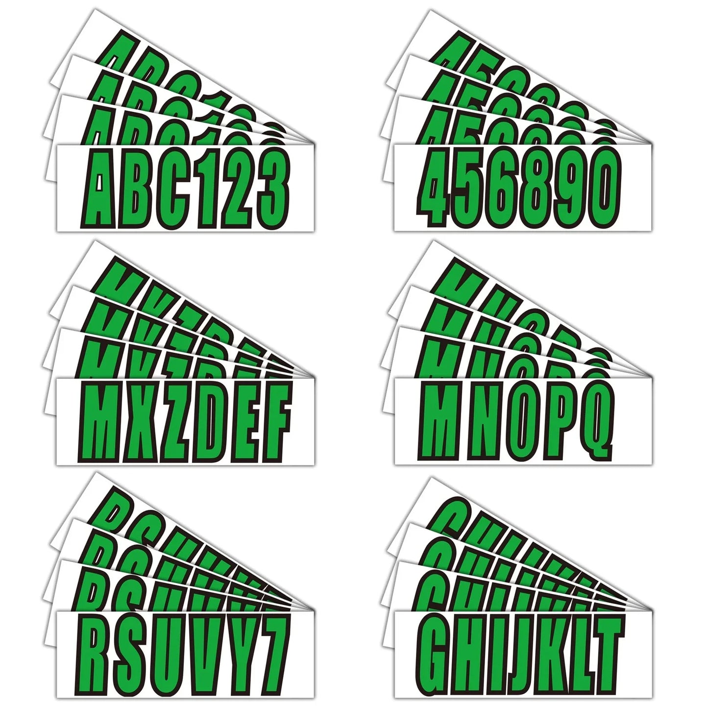 Boat Numbers Decal Sticker Green Set A-Z & 0-9 for All Boats & PWC