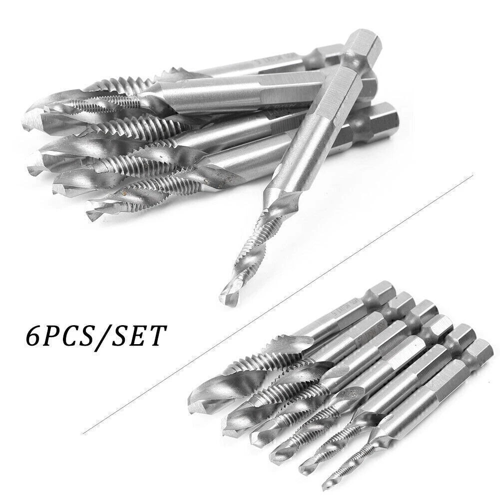 6pc HSS Drill Tap Set M3-M10 for Metric Countersink & Deburr Tools
