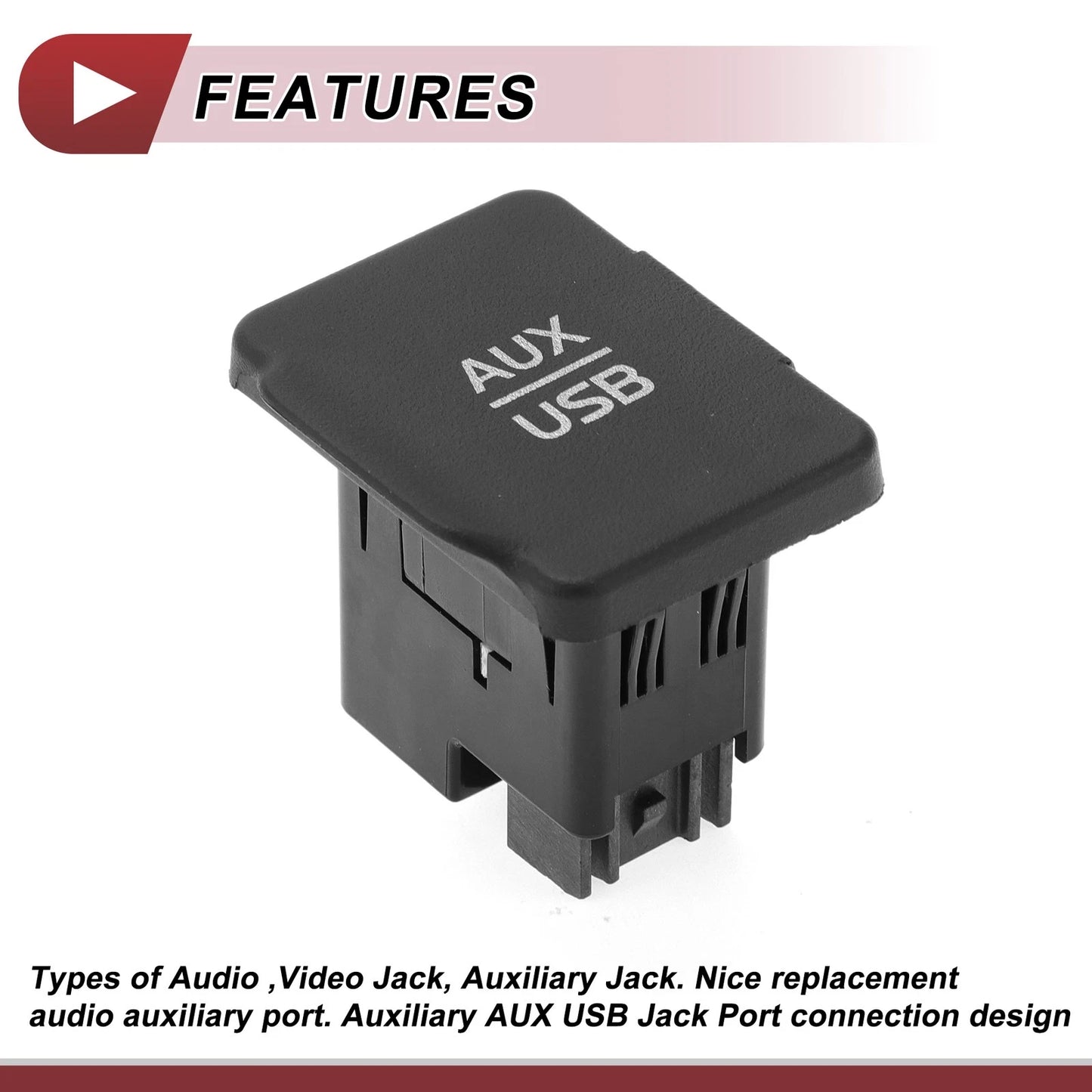 AUX USB Jack Port for Nissan Sentra (2014-2018) Black 1 Pc
