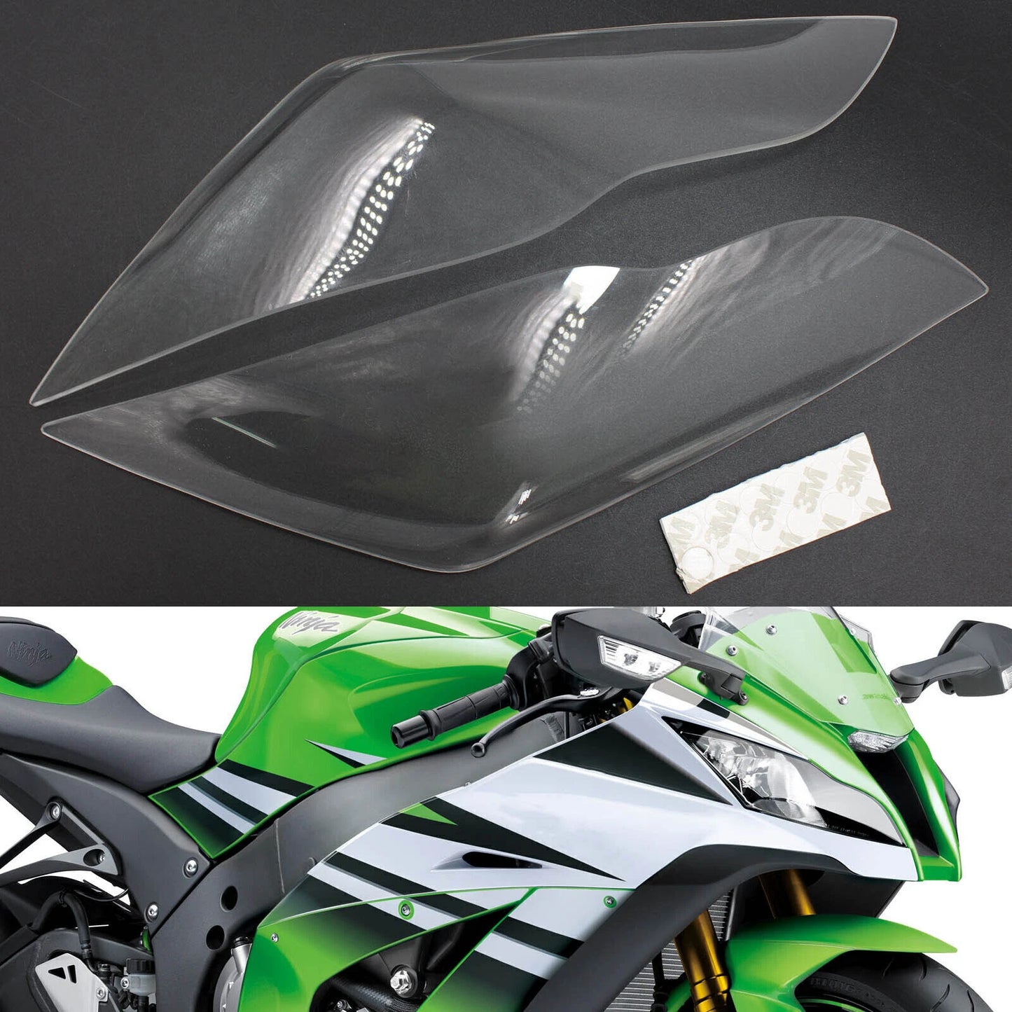 Headlight Glass Protector Cover Clear for Kawasaki ZX-10R (2011-2015)